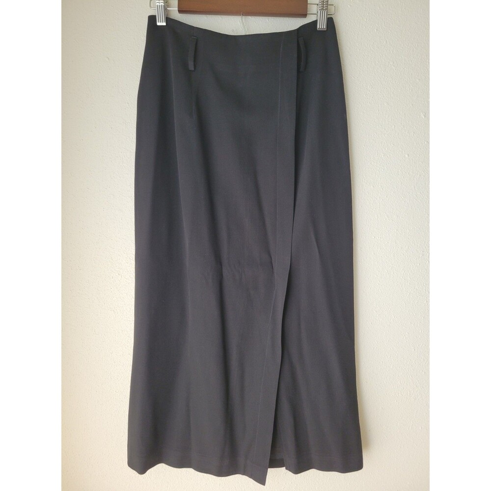 Casual Corner Women's Size 8 Black Maxi Skirt Wrap Front Slit Vintage